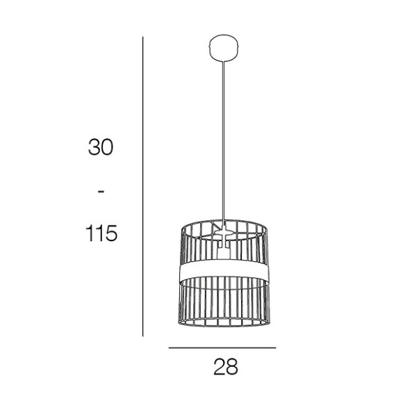 Suspension RAW cylindre - Metal filaire