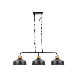 Suspension 3 lumieres Clayton - Metal - Noir et effet bois