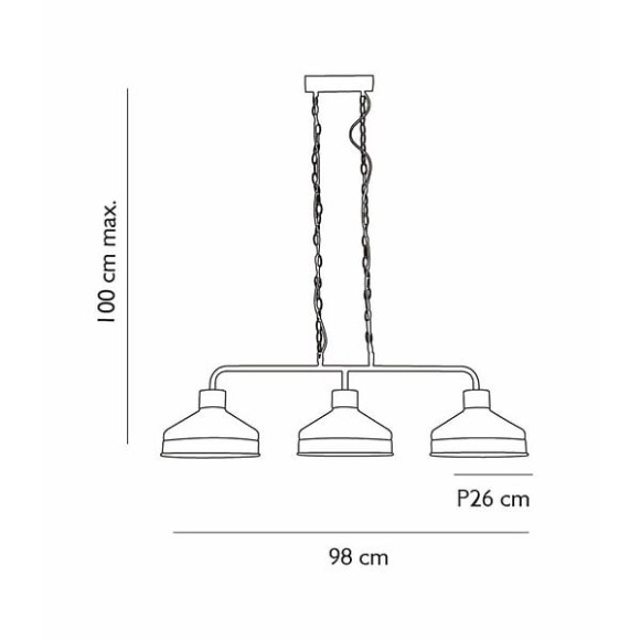 Suspension 3 lumieres Clayton - Metal - Noir et effet bois