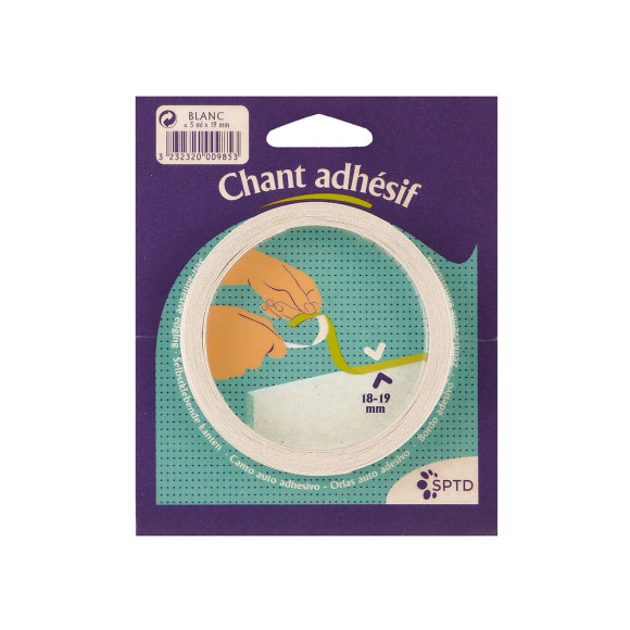 Chant mélaminé adhésif 19mmx5ml blanc mat