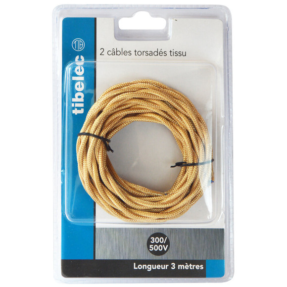 Fil rayonné torsadé de 3m 2x0.75mm² or