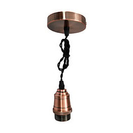 Suspension métal E27 et fil tissu noir