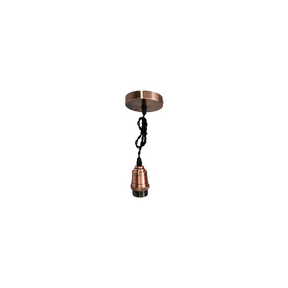 Suspension métal E27 et fil tissu noir