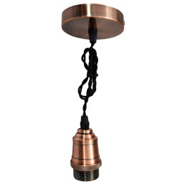 Suspension métal E27 et fil tissu noir