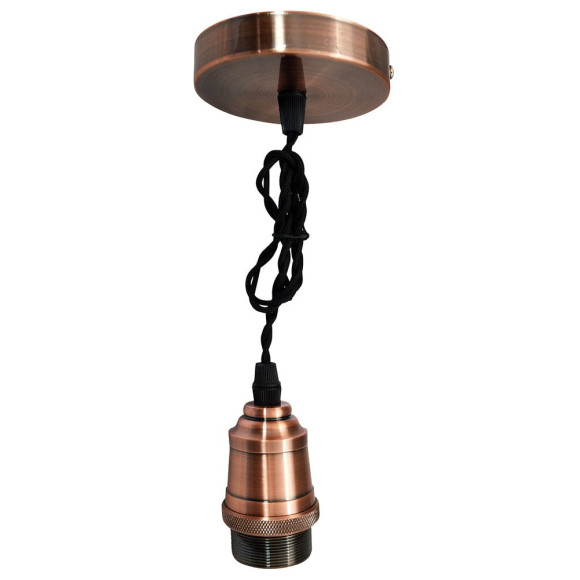 Suspension métal E27 et fil tissu noir