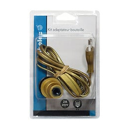 Adaptateur bouteille E14 interrupteur fil et fiche or