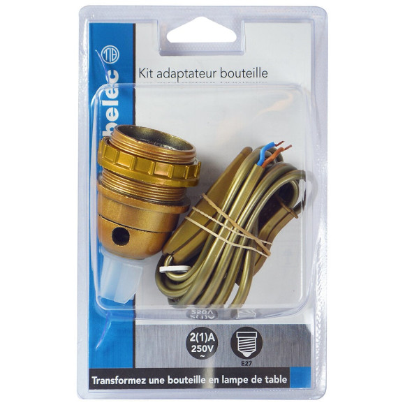 Kit adaptateur bouteille équipé E27 or