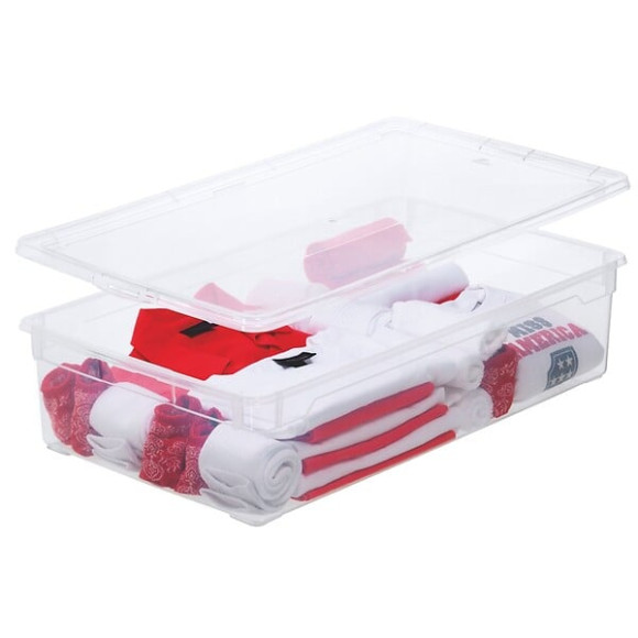 Boîte rangement plastique SUNDIS Clear box 30l couvertures transparent