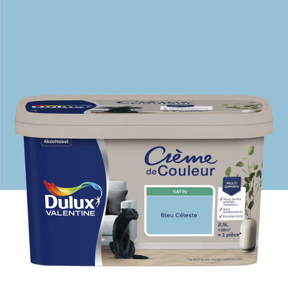 Peinture Crème de Couleur - Bleu Céleste - Satin - 25L