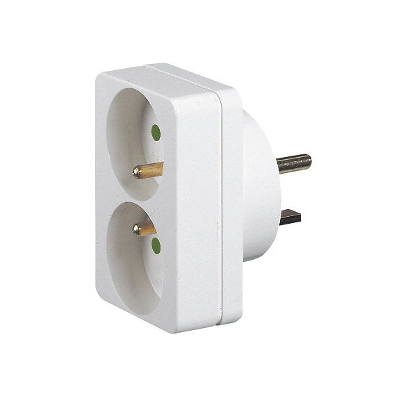 Adaptateur pour branchement de 2 fiches 2P+T 16A sur une prise 20A