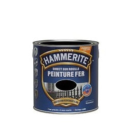 Peinture fer Hammerite Direct sur Rouille Martele Noir 025L