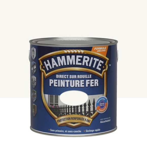 Peinture Hammerite Direct sur Rouille - Blanc - Brillant - 25L