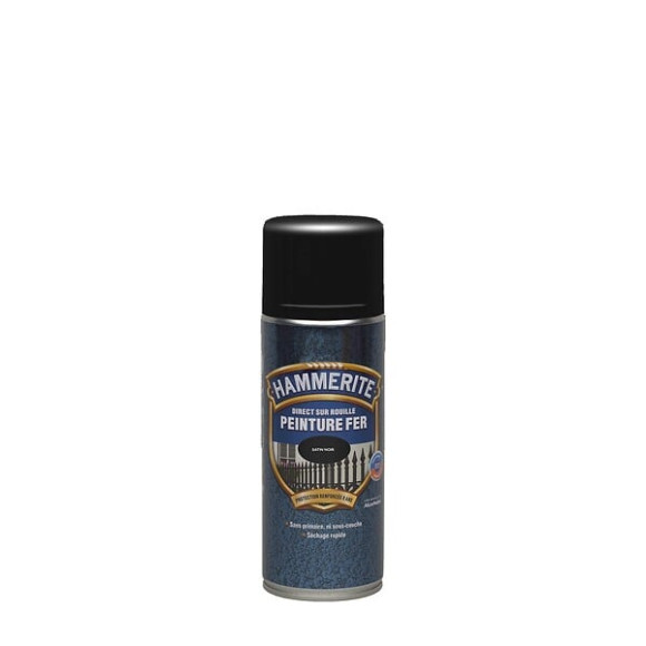 Aerosol fer Hammerite Direct sur Rouille Satin Noir 400 ML