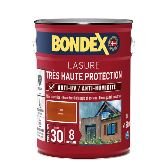 Lasure Très Haute Protection Indice 30-8Ans Teck Satin- 5L