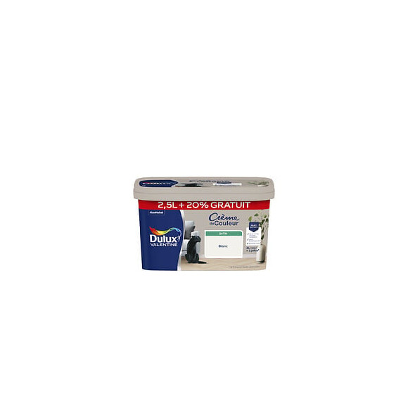 Peinture Crème de Couleur - Blanc - Satin - 25L+20%