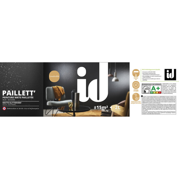 Peinture de finition mate paillettée PAILLETT 2L HOLLYWOOD - ID Paris