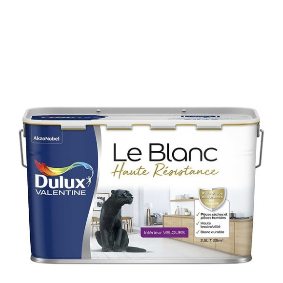 Peinture Le Blanc Haute Résistance Dulux Valentine Velours 2.5L