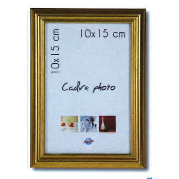 CADRE EN RESINE IMITATION BOIS DORE 10X15 CM