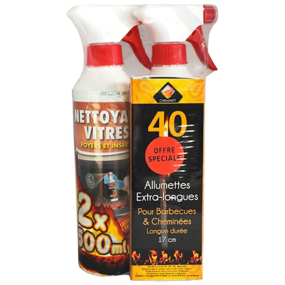 Lot x2 nettoyants vitres foyers inserts pulvérisateur 500 ml