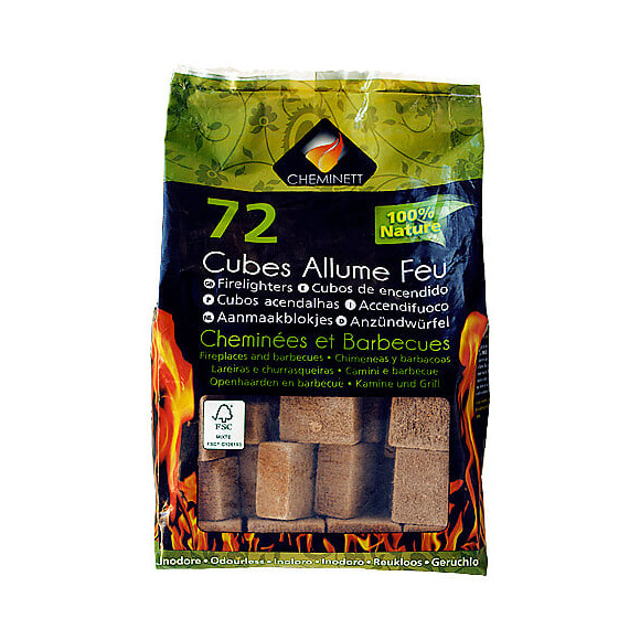 Cubes allume feu 100% naturel - 72 pieces