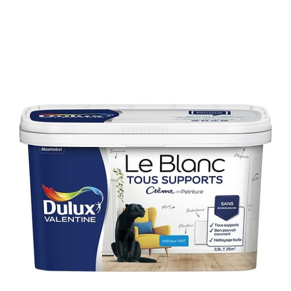 Peinture Le Blanc Crème De Peinture Dulux Valentine Mat 2.5L