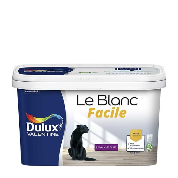 Peinture Le Blanc Facile Dulux Valentine Velours Blanc 2.5L