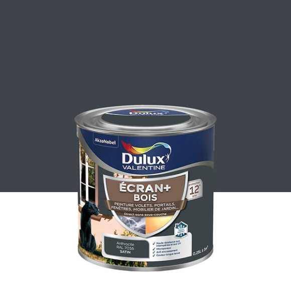 Peinture extérieure Bois Ecran+ Dulux Valentine Satin- Gris Anth 025L