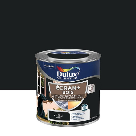 Peinture extérieure Bois Ecran+ Dulux Valentine Satin - Noir 025 L