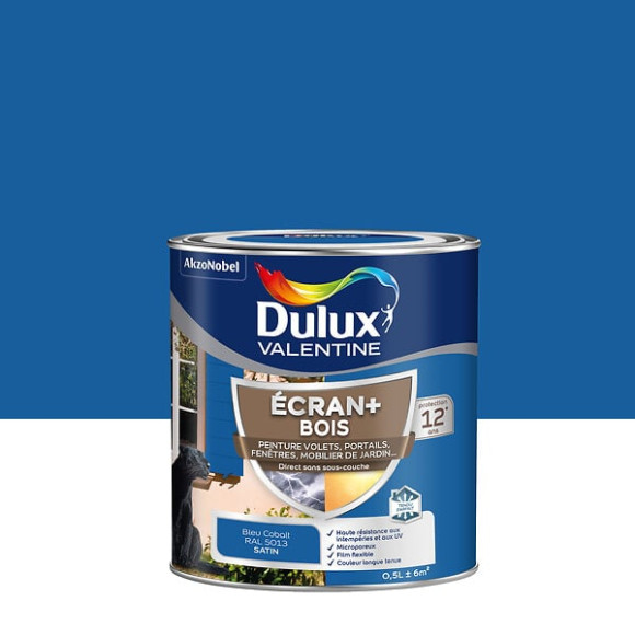 Peinture extérieure Bois Ecran+ Dulux Valentine Satin-Bleu Cobalt 05L