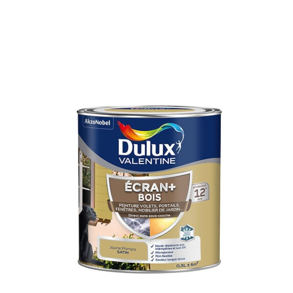 Peinture extérieure Bois Ecran+ Dulux Valentine Satin-Jaune Pampa 05L