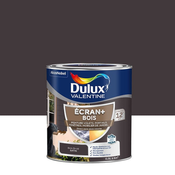 Peinture extérieure Bois Ecran+ Dulux Valentine Satin-Bois Brûlé 05 L