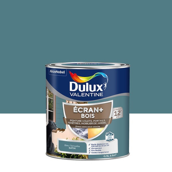 Peinture extérieure Bois Ecran+ Dulux Valentine Satin-BleuTempête 05L