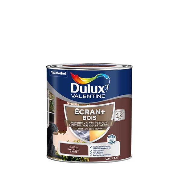 Peinture extérieure Bois Ecran+ Dulux Valentine Satin - Ton Bois 05 L