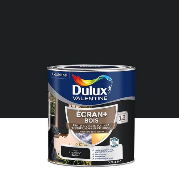 Peinture extérieure Bois Ecran+ Dulux Valentine Satin - Noir 05 L