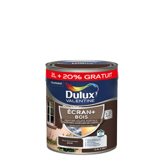 Peinture extérieure Bois Ecran+ Dulux Valentine Brun Normandie 2L+ 20%