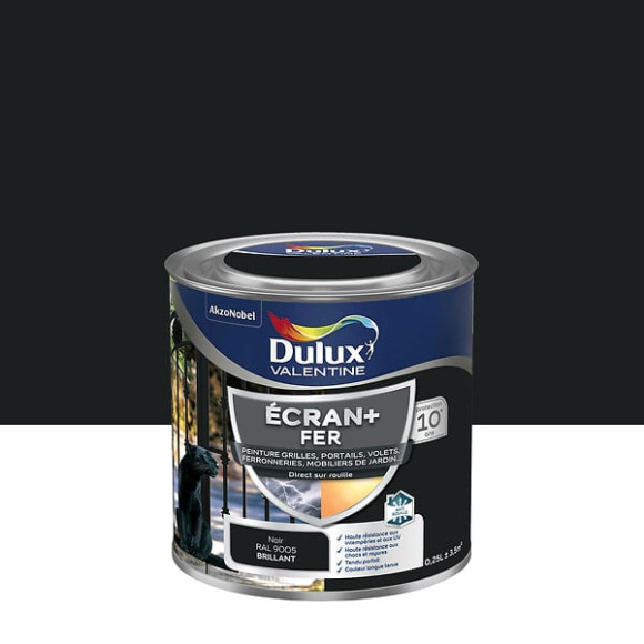 Peinture extérieure Fer Ecran+ Dulux Valentine Brillant - Noir 025 L