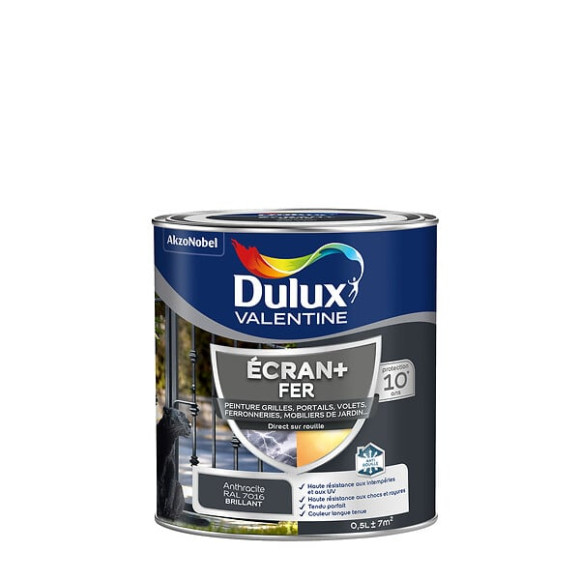 Peinture extérieure Fer Ecran+ Dulux Valentine Brill-G.Anthracite 05L