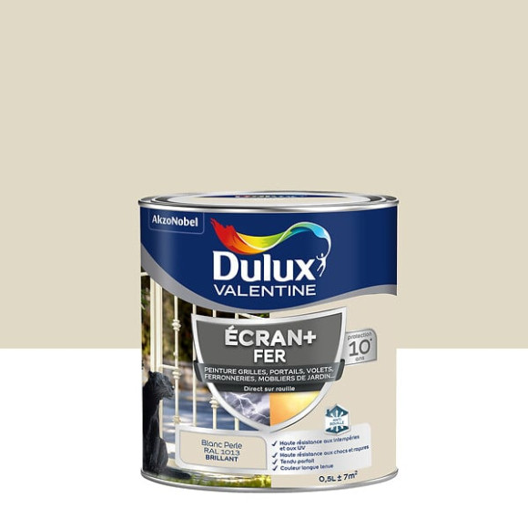 Peinture extérieure Fer Ecran+ Dulux Valentine Brill- Blanc Perlé 05L