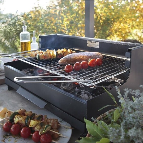 Barbecue charbon encastrable acier noir 54x32cm Vulcain