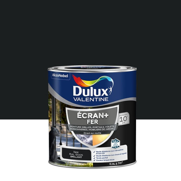 Peinture extérieure Fer Ecran+ Dulux Valentine Brillant - Noir 05 L