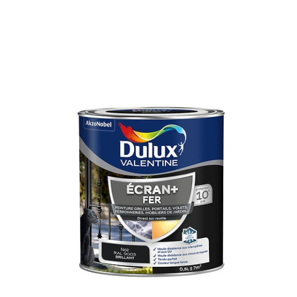 Peinture extérieure Fer Ecran+ Dulux Valentine Brillant - Noir 05 L