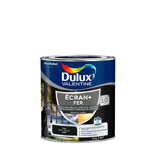 Peinture extérieure Fer Ecran+ Dulux Valentine Mat - Noir 05 L