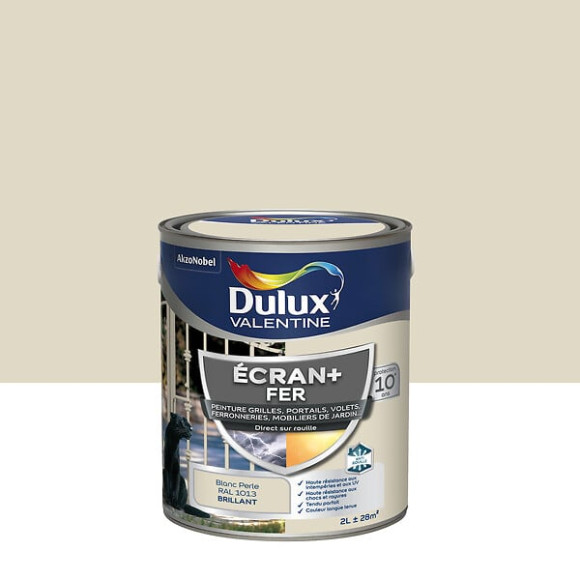 Peinture extérieure Fer Ecran+ Dulux Valentine Brillant-Blanc Perlé 2L