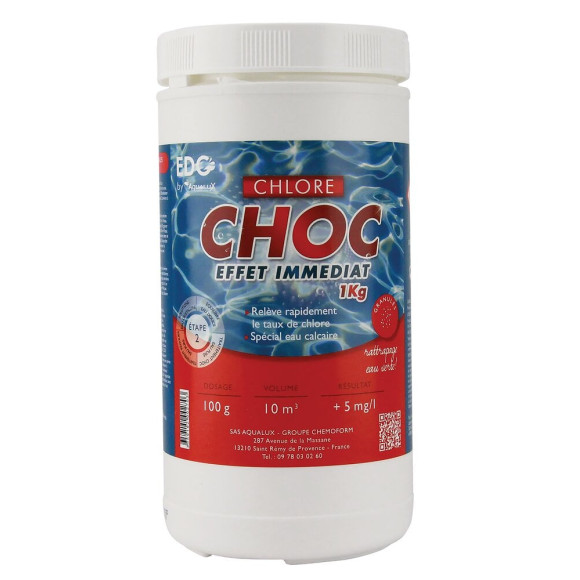 Chlore choc granulés pot de 1 kg Edg By Aqualux