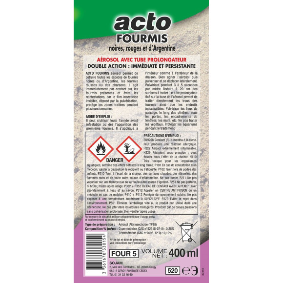 Aérosol fourmis 400ml