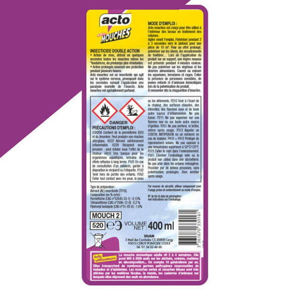 Aérosol spécial mouches 400ml