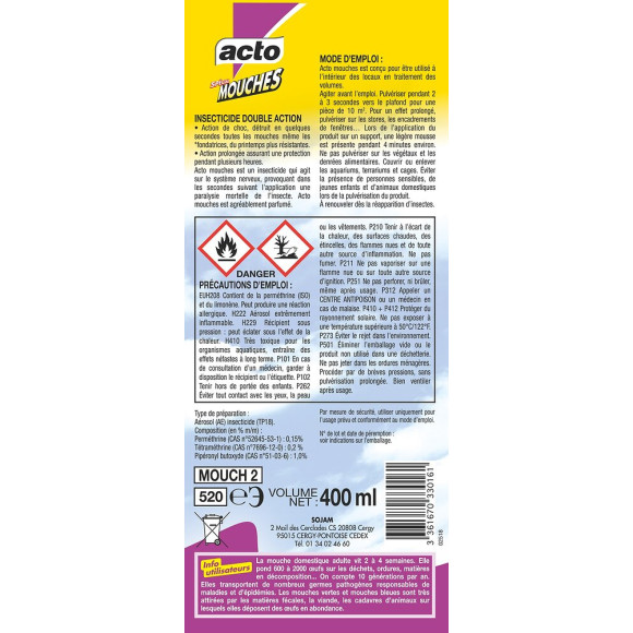 Aérosol spécial mouches 400ml