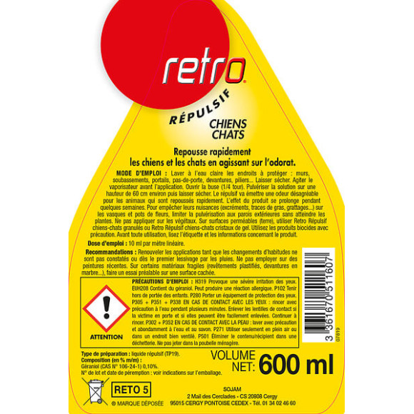 Liquide répulsif chiens-chats 600ml