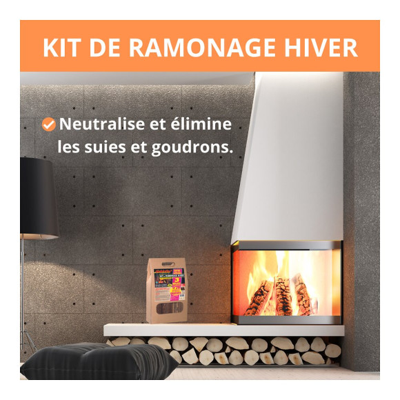 Kit 3 bûches de ramonage Hiver et 24 cubes allume feux