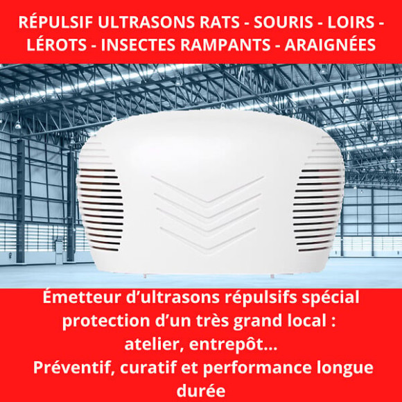 Répulsif ultrasons rats souris loirs lérots 280m²